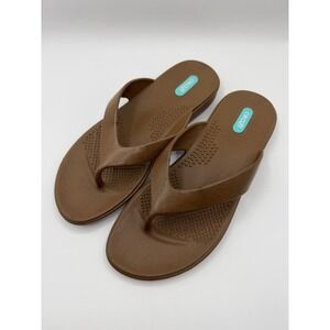 Oka-B Flip Flops Women ML Brown Thong Sandals Waterproof Made in USA Casual